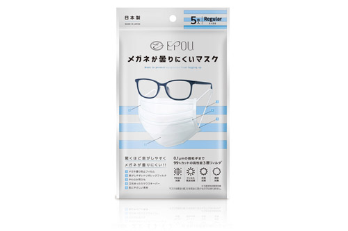 EPOU メガネが曇りにくい マスク レギュラー Mサイズ 5枚入 日本製
